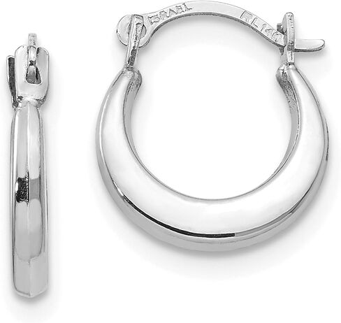 IceCarats 14K Solid White Gold Small Huggie Hoop Earrings 12mm 1/2 inch Snap Back, Polished For Her in Kuwait