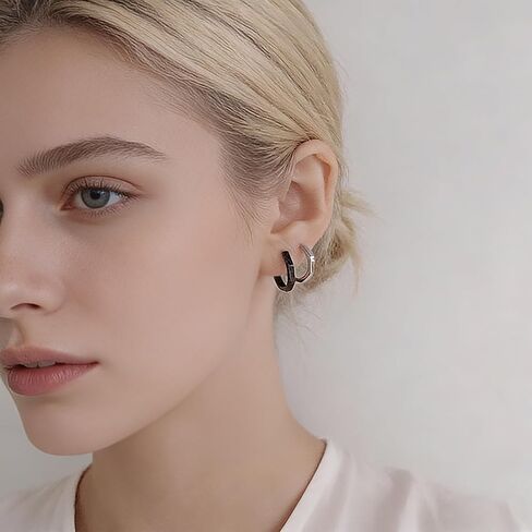 Punk Men Hoop Earrings Huggie Hypoallergenic Geometric Earrings for Women in Saudi Arabia
