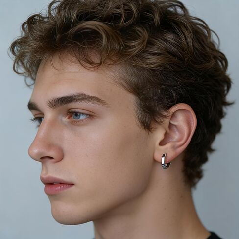 Punk Men Hoop Earrings Huggie Hypoallergenic Geometric Earrings for Women in Saudi Arabia