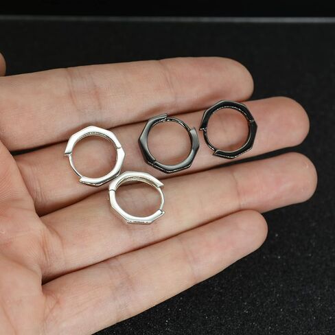 Punk Men Hoop Earrings Huggie Hypoallergenic Geometric Earrings for Women in Saudi Arabia