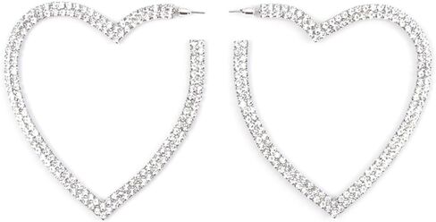 Big Heart Rhinestone Hoop Earrings Sparkly Statement Earrings for Women Crystal Drop Dangle Earrings Bar Disco Prom Earrings Valentine Bridal Jewelry in Saudi Arabia
