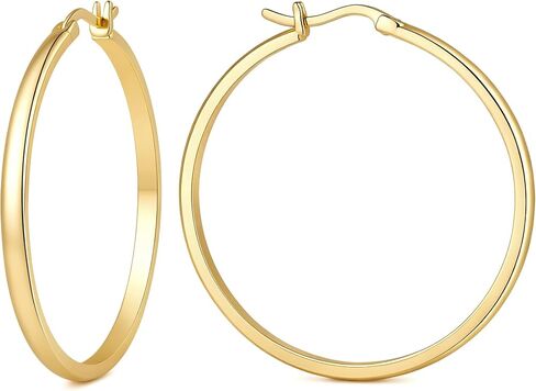 Gold Hoop Earrings for Women 14K Gold Earrings for Women 14K Gold Hoop Earring for Womens Hoops One Style yet Multiple Moods Hoops Earring for Womens 20/25/30/40mm in Saudi Arabia