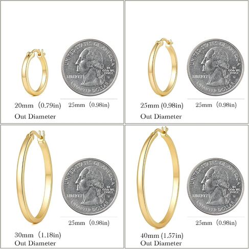 Gold Hoop Earrings for Women 14K Gold Earrings for Women 14K Gold Hoop Earring for Womens Hoops One Style yet Multiple Moods Hoops Earring for Womens 20/25/30/40mm in Saudi Arabia