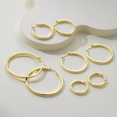 Gold Hoop Earrings for Women 14K Gold Earrings for Women 14K Gold Hoop Earring for Womens Hoops One Style yet Multiple Moods Hoops Earring for Womens 20/25/30/40mm in Saudi Arabia