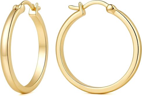 Gold Hoop Earrings for Women 14K Gold Earrings for Women 14K Gold Hoop Earring for Womens Hoops One Style yet Multiple Moods Hoops Earring for Womens 20/25/30/40mm in Saudi Arabia