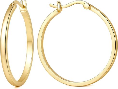 Gold Hoop Earrings for Women 14K Gold Earrings for Women 14K Gold Hoop Earring for Womens Hoops One Style yet Multiple Moods Hoops Earring for Womens 20/25/30/40mm in Saudi Arabia