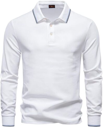 Mens Polo Shirts Long Sleeve Comfort Cotton Polo Shirt Casual Tops in Saudi Arabia