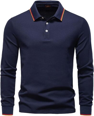 Mens Polo Shirts Long Sleeve Comfort Cotton Polo Shirt Casual Tops in Saudi Arabia