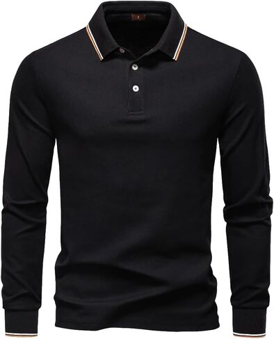 Mens Polo Shirts Long Sleeve Comfort Cotton Polo Shirt Casual Tops in Saudi Arabia