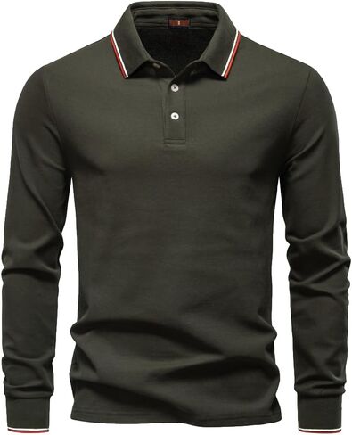 Mens Polo Shirts Long Sleeve Comfort Cotton Polo Shirt Casual Tops in Saudi Arabia