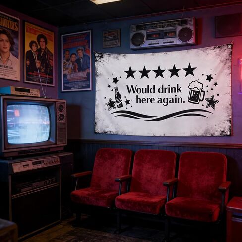 Baiquiro Would Drink Here Again 5 Star Rating Beer Tapestry 3x5Ft Funny Bar Wall Decor 100D Polyester with 4 Silver Grommets for Man Cave Home Bar Party Decoration in Saudi Arabia