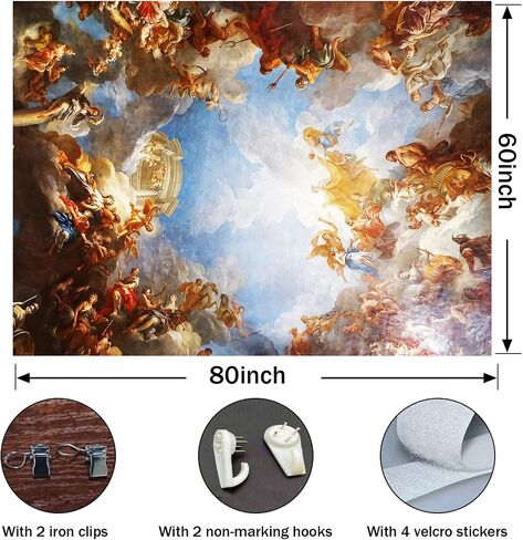 SHRAPHY Sistine Chapel Retro Tapestries, Versailles French Art Decorative Church Vatican Photography Renaissance European Painting Ceiling Apartment Dormitory Bedroom Livingroom Office 80x60 Inches in Saudi Arabia