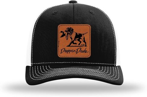 Hunting Hat Duck Dog Duck Hunting Engraved Leather Patch Mens Mesh Back Trucker Hat in Saudi Arabia