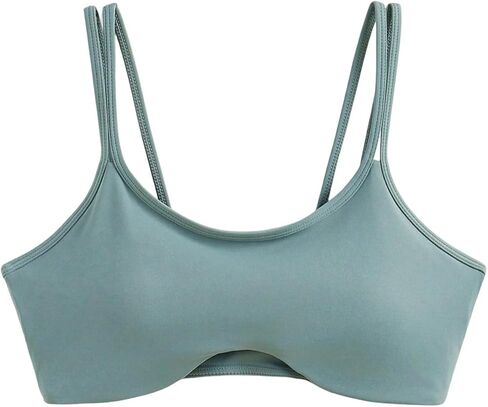 WDIRARA Women's Sports Bra Scoop Neck Athletic Workout Bra Gym Yoga Tops in Kuwait