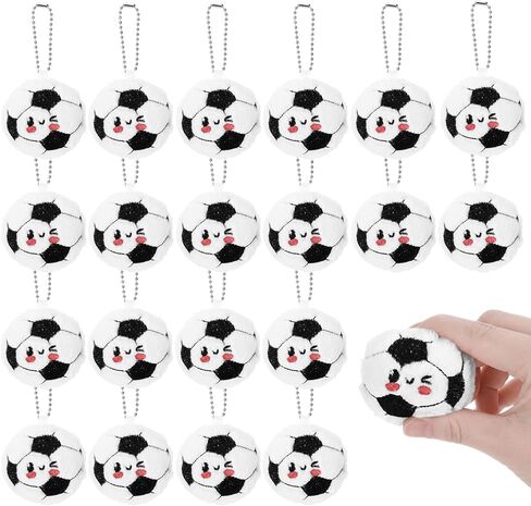 20 Pcs Soccer Plush Keychain Smile Face Soccer Keychain Plush Ball Prizes for Backpack Funny Sports Players Team Party Favors Gifts for Adults Group in Saudi Arabia