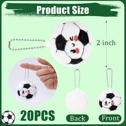 20 Pcs Soccer Plush Keychain Smile Face Soccer Keychain Plush Ball Prizes for Backpack Funny Sports Players Team Party Favors Gifts for Adults Group in Saudi Arabia