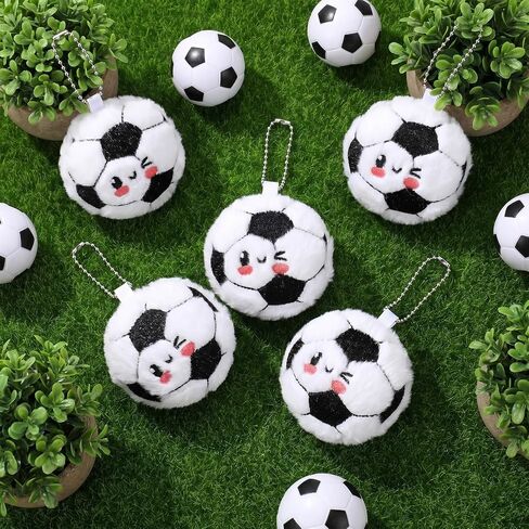 20 Pcs Soccer Plush Keychain Smile Face Soccer Keychain Plush Ball Prizes for Backpack Funny Sports Players Team Party Favors Gifts for Adults Group in Saudi Arabia