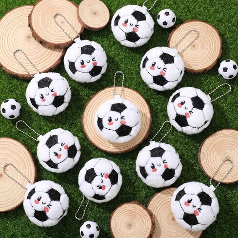 20 Pcs Soccer Plush Keychain Smile Face Soccer Keychain Plush Ball Prizes for Backpack Funny Sports Players Team Party Favors Gifts for Adults Group in Saudi Arabia