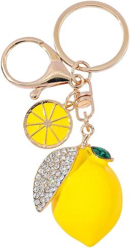 Cute Rhinestone Cherry Fruit Keychain Shiny Strawberry Lemon Cherry Keyring Keychain for Women Car Key Ornaments in Saudi Arabia