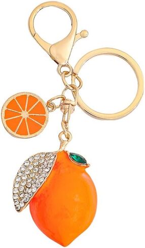 Cute Rhinestone Cherry Fruit Keychain Shiny Strawberry Lemon Cherry Keyring Keychain for Women Car Key Ornaments in Saudi Arabia