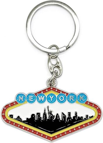 Westmon Works NYC New York Keepsake Keychain Metal Ring Vacation Souvenir with Skyline Statue of Liberty and Empire State Building Charms in Kuwait