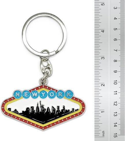 Westmon Works NYC New York Keepsake Keychain Metal Ring Vacation Souvenir with Skyline Statue of Liberty and Empire State Building Charms in Kuwait