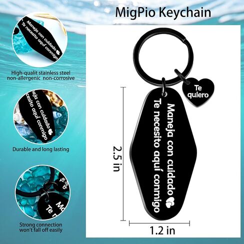 Drive Safe Keychain Maneja Con Cuidado Te Necesito Aqui Conmigo Llavero Spanish I Love You Te Quiero Pendant Spanish Birthday Valentine Father's Day Christmas Stocking Stuffers For Boyfriend Husband in Saudi Arabia