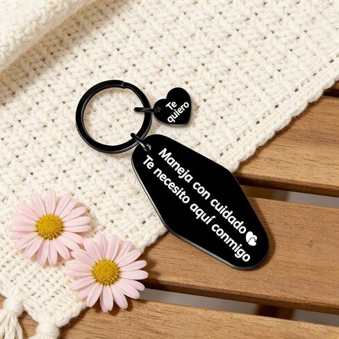 Drive Safe Keychain Maneja Con Cuidado Te Necesito Aqui Conmigo Llavero Spanish I Love You Te Quiero Pendant Spanish Birthday Valentine Father's Day Christmas Stocking Stuffers For Boyfriend Husband in Saudi Arabia