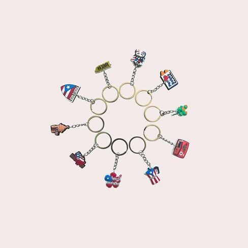 10pcs Puerto Rico PVC Keychain Souvenir Charms, Puerto Rican Gift Bundle, Bulk Puerto Rico Bundle Set PR Souvenirs in Saudi Arabia