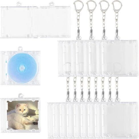 15 Pack Mini CD Keychains With Plastic Blank Disc Album Case Holder Key Chain for DIY Backpack Hanging Decor in Saudi Arabia