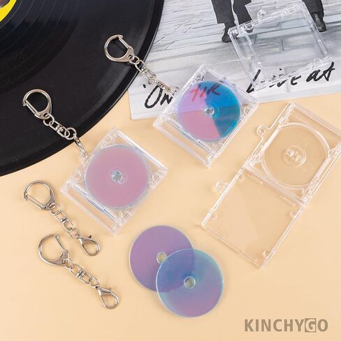 15 Pack Mini CD Keychains With Plastic Blank Disc Album Case Holder Key Chain for DIY Backpack Hanging Decor in Saudi Arabia
