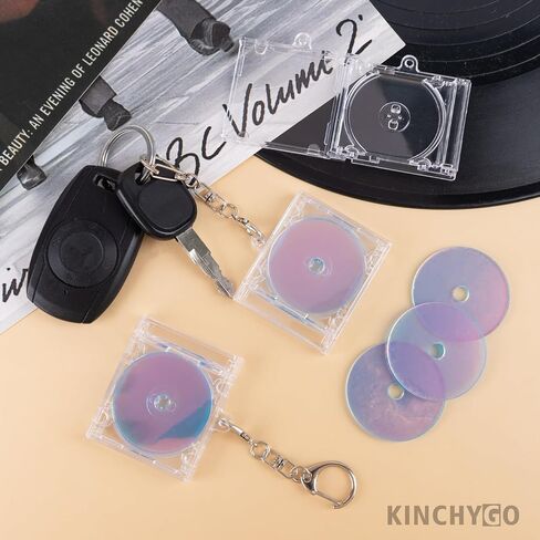 15 Pack Mini CD Keychains With Plastic Blank Disc Album Case Holder Key Chain for DIY Backpack Hanging Decor in Saudi Arabia