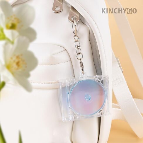 15 Pack Mini CD Keychains With Plastic Blank Disc Album Case Holder Key Chain for DIY Backpack Hanging Decor in Saudi Arabia