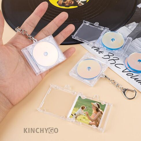 15 Pack Mini CD Keychains With Plastic Blank Disc Album Case Holder Key Chain for DIY Backpack Hanging Decor in Saudi Arabia
