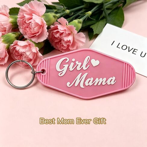 Girl Mama Keychain - Pink Mom Keychain for Girl Moms, Cute Mama Bag Charm, Girl Mom Gifts, Mom Accessories, Diaper Bag Charms for Girl Mothers in Saudi Arabia