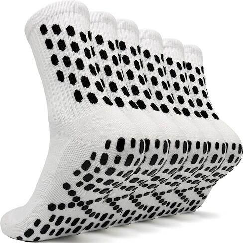 Soccer Grip Socks for Men & Women Non-Slip Football Athletic Socks with Traction Pads, Cushioned Crew, 3/4 Pairs in Kuwait