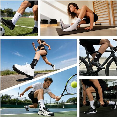 Soccer Grip Socks for Men & Women Non-Slip Football Athletic Socks with Traction Pads, Cushioned Crew, 3/4 Pairs in Kuwait