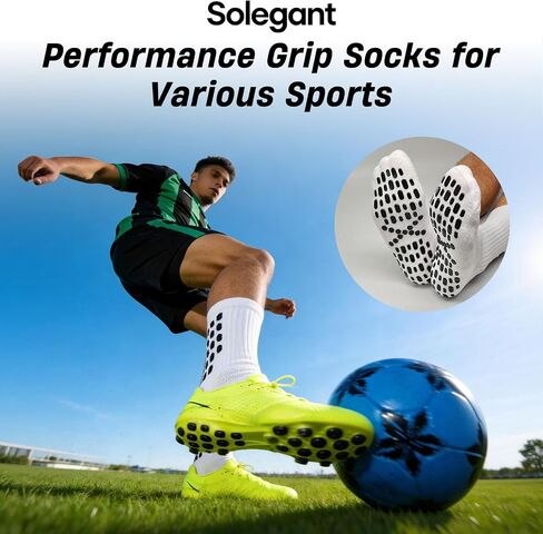 Soccer Grip Socks for Men & Women Non-Slip Football Athletic Socks with Traction Pads, Cushioned Crew, 3/4 Pairs in Kuwait
