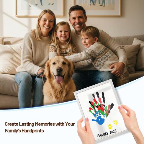 80S Family Handprint Kit, Handprint Art Craft DIY Kit, Baby Hand Print Gift for New Moms, Parents, Grandparents, 6 Safe, Non-Toxic Paints, Ideal for Mother's Day, Father's Day, Anniversary & More in Kuwait
