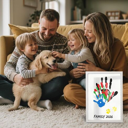 80S Family Handprint Kit, Handprint Art Craft DIY Kit, Baby Hand Print Gift for New Moms, Parents, Grandparents, 6 Safe, Non-Toxic Paints, Ideal for Mother's Day, Father's Day, Anniversary & More in Kuwait
