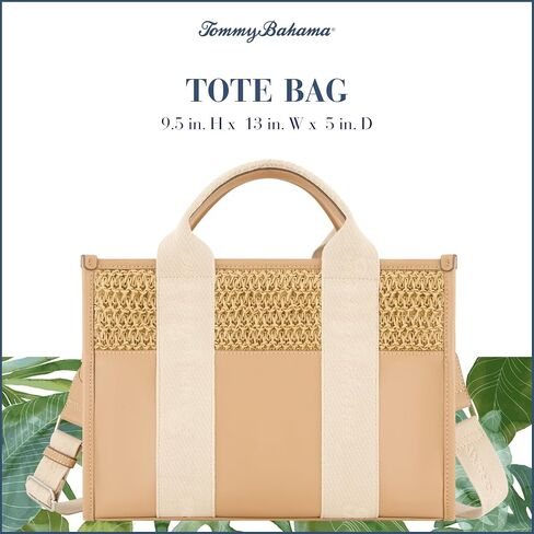Tommy Bahama Tote Bag, Women's Modern Handbag with Adjustable Shoulder Strap, Tan, One Size in Kuwait