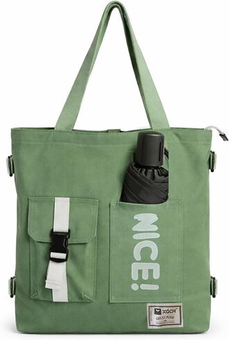 Xách Canvas Tote Bag for Women - Buckle Closure Pockets, Zipper Closure - Gym, Beach, Work, Travel, Shopping - Gift for Women in Saudi Arabia