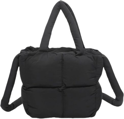 Quilted Puffy Tote Handbags Shoulder Bag for Women Crossbody Bag Nylon Soft Puffer Padded Purse zipper Closure in Saudi Arabia