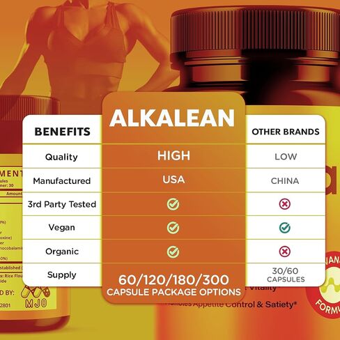 Alkalean Capsules, Official Alkalean Pills with All Natural Ingredients, Advanced Weight and Wellness Support Supplement, Maximum Strength Healthy Lifestyle Multivitamins for Women & Men (60 Capsules) in Saudi Arabia