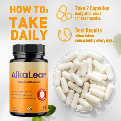 Alkalean Capsules, Official Alkalean Pills with All Natural Ingredients, Advanced Weight and Wellness Support Supplement, Maximum Strength Healthy Lifestyle Multivitamins for Women & Men (60 Capsules) in Saudi Arabia