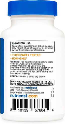 Nutricost l-Histidine Supplement (1,200mg) 60 Capsules - Gluten-Free, GMO-Free, 30 Servings in Kuwait