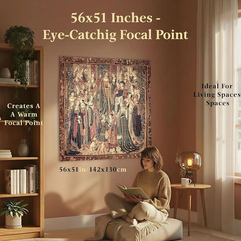 LATETOMT Medieval Castle Tapestry, Royal Ceremony Wall Decor 56x51in | Featuring a European royal ceremony scene with vintage castle and Renaissance court aesthetics in Saudi Arabia