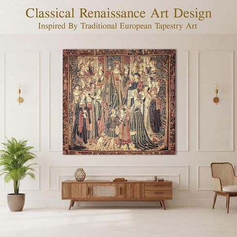 LATETOMT Medieval Castle Tapestry, Royal Ceremony Wall Decor 56x51in | Featuring a European royal ceremony scene with vintage castle and Renaissance court aesthetics in Saudi Arabia