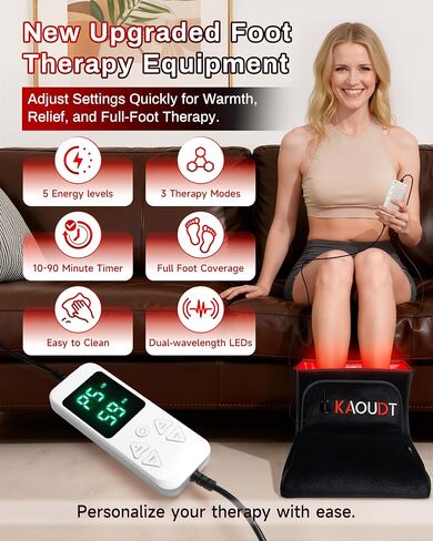 2026 Upgraded Red Light Therapy for Feet, Medical-Grade TPU Film & Easy-Clean Design, Dual-Wavelength LEDs, Full Foot Coverage for Neuropathy Support & Plantar Fasciitis Pain, Black | Full coverage foot therapy with medical-grade TPU film. Features 3 mode in Saudi Arabia