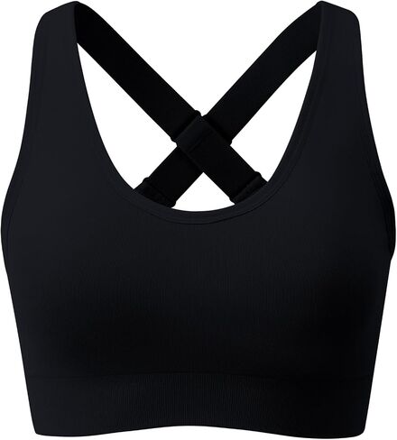 Sports Bra for Women, Cross Back with Adjustable Straps, Seamless Padded Workout Bra for Running Yoga Gym in Saudi Arabia